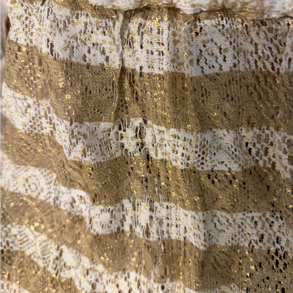 Ramy Brook Gold and Cream Strapless Dress